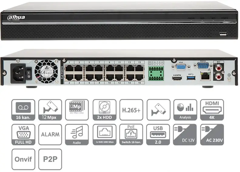 Dahua NVR4216-16P-4KS3 rejestrator IP Lite